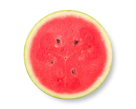 Watermelon half slice isolated on white background
