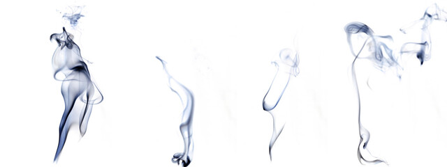 Isolated steam set. Blur steam mist cloud, abstract fog or black smoke group isolated on white background. Abstract of steam with copy space.