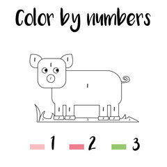 Preschool Counting Activities. Coloring page with colorful illustration. Educational game for children, toddlers and kids pre school age.	