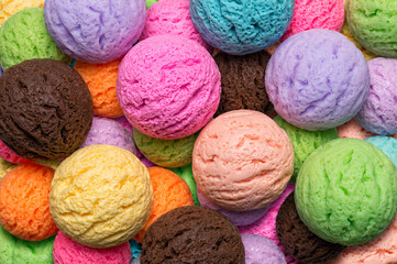 Multicolored scoops of ice cream