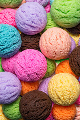 Multicolored scoops of ice cream