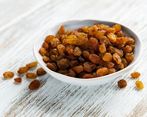 Yellow golden raisins