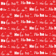 Seamless typographic Ho ho ho on red background