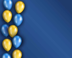 Vector template banner with blue background and ukrainian flag colors balloons. Patriotic holiday template. Independence day, Constitution day.Ukraine