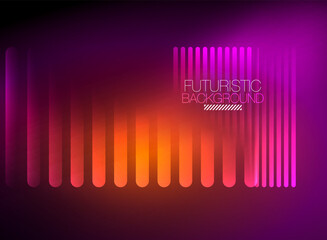 Bright neon color techno abstract background, shiny glowing neon lines in the dark background