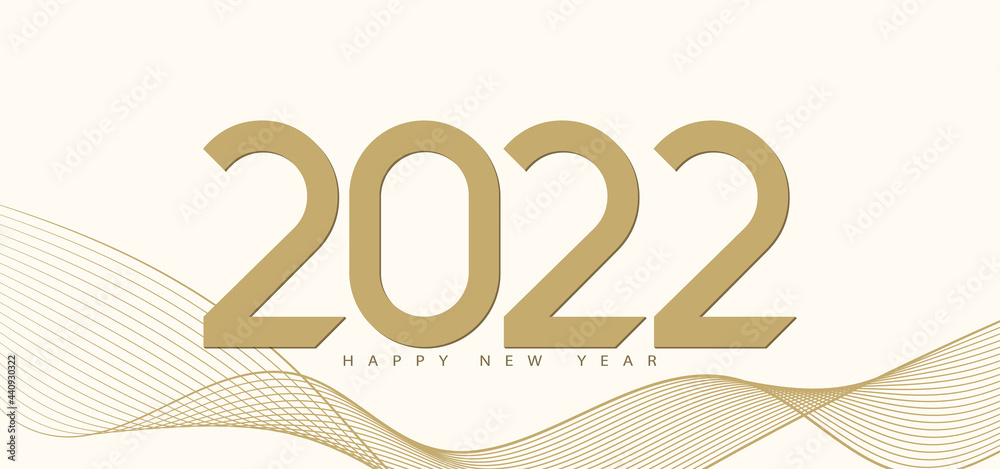Poster 2022 happy new year. 2022 modern text vector luxury design gold color.