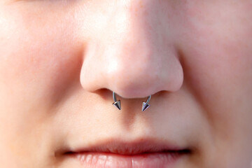 nose piercing teen girls close-up