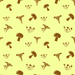 Seamless vector pattern of mushrooms. For fabric, paper, wrap, textile, poster, scrapbooking, wallpaper or background