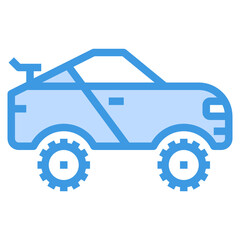 Racing Car blue outline icon