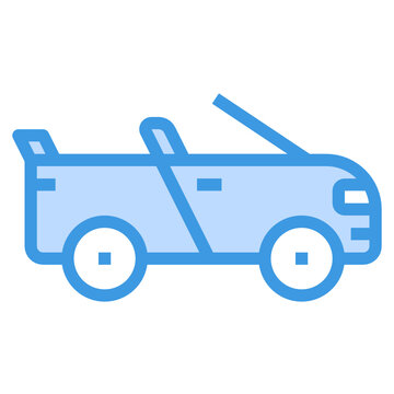 recommend clip art: Convertible Car blue outline icon