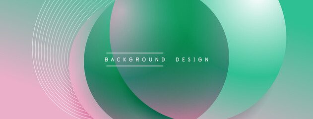 Gradient circles with shadows. Vector techno abstract background. Modern overlapping forms wallpaper background, design template