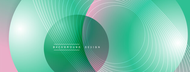 Gradient circles with shadows. Vector techno abstract background. Modern overlapping forms wallpaper background, design template