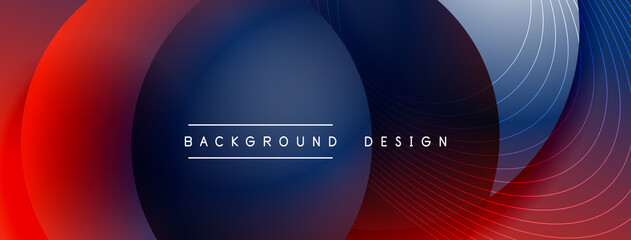 Gradient circles with shadows. Vector techno abstract background. Modern overlapping forms wallpaper background, design template