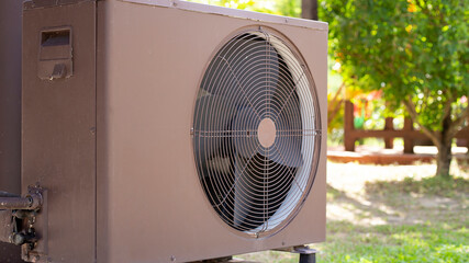 Air condition outdoor unit compressor install outside the house,Condenser unit in central air...