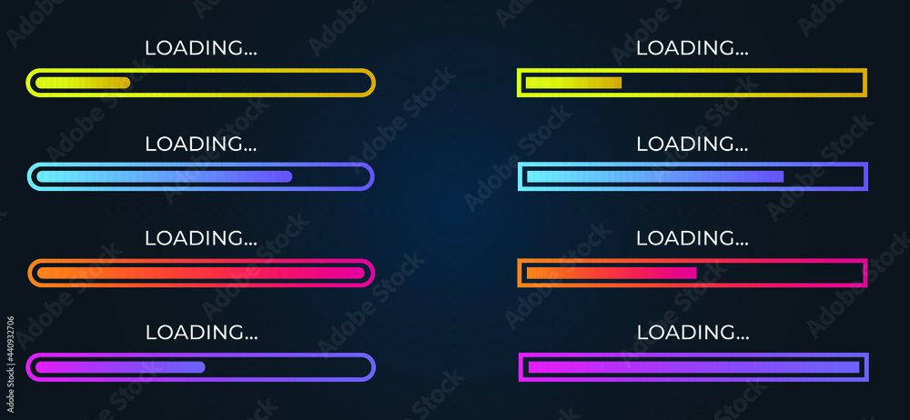 Poster set of vector loading icons. loading bar progress icon. download progress. collection loading status