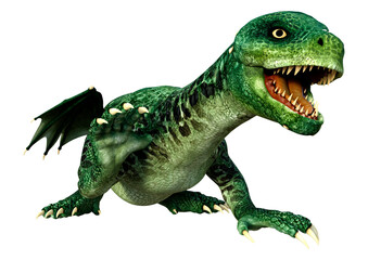 3D Rendering Fairy Tale Dragon on White