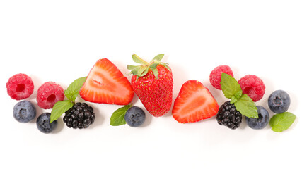 Fototapeta na wymiar fresh berries fruits assortment on white background