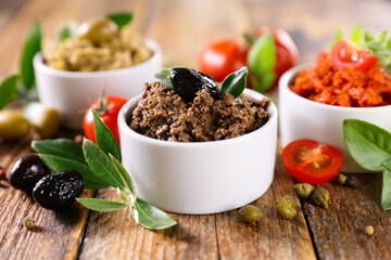 antipasto- tapenade with olive and tomato