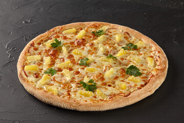 Hawaiian Pizza with cheese, ham, pineapple and bacon