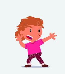  cartoon character of little girl on jeans arguing angry