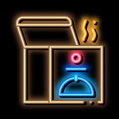 thermal food box neon light sign vector. Glowing bright icon thermal food box sign. transparent symbol illustration