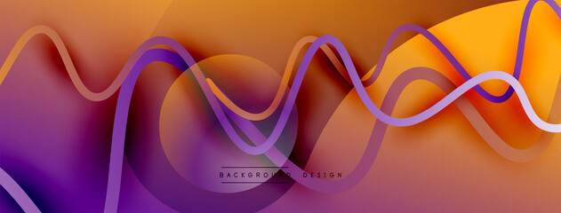 Abstract gradient background with wave line with shadow effect. Geometric composition. 3D shadow effects and fluid gradients