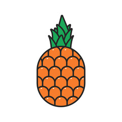 Obraz premium Pineapple sticker vector cartoon illustration isolated on a white background.