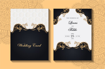 Invitations card with mandala pattern. Vector vintage hand-drawn highly detailed round mandala elements. Luxury lace festive ornament card. Islam, Arabic, Indian, Turkish, Ottoman