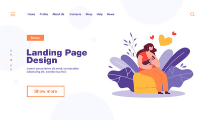 Loving mother feeding her baby by breast flat vector illustration. Cartoon happy mom giving her milk to infant. Motherhood, health and breastfeeding concept