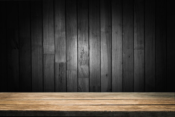 dark background with brown empty table