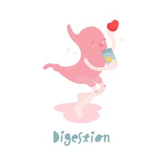 Digestion character icon. Medical pictogram. Stomach sign.