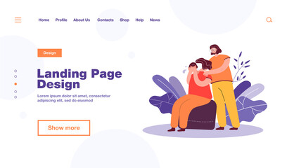 Woman comforting crying friend and touching her shoulders. Girl suffering from anxiety, loneliness, trying to cope with depression or loss. For support, empathy, compassion, stress concept