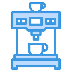 Obraz premium Coffee Machine blue outline icon