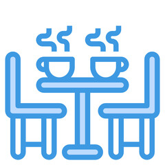 Dinning Table blue outline icon