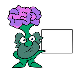 Alien Teacher Whiteboard Character - Brainy Alien Illustration Design Kids Vector Character 