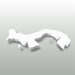 Panama - white 3D silhouette map of country area with dropped shadow on grey background. Simple flat vector illustration.