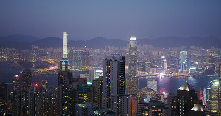 Hong Kong city skyline at night