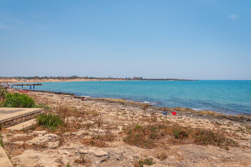Fototapeta na wymiar Panorama from Marina di Modica Promenade, Modica, Ragusa, Sicily, Italy, Europe