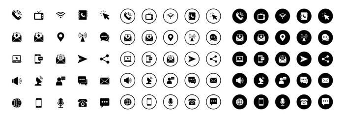 Communication sign icon set for web