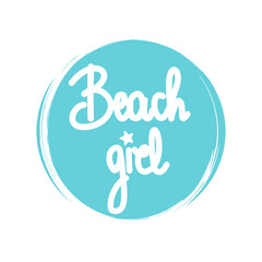 cute vector set of logo design templates, icons and badges for social media highlight with hand drawn lettering beach girl text