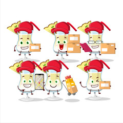 Cartoon character design of pina colada working as a courier