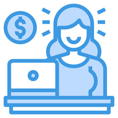 Accountant blue outline icon
