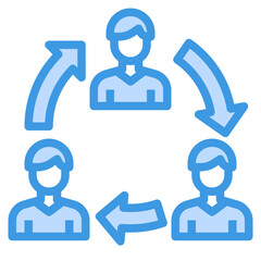 Collaboration blue outline icon