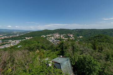View of the centre of the important Czech spa town of Karlovy Vary (Karlsbad) from the viewpoint -...