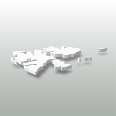 Svalbard islands - white 3D silhouette map of country area with dropped shadow on grey background. Simple flat vector illustration.