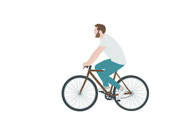 Fototapeta premium Man beard riding a bike