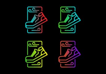 Colorful gradient color of sport shoes line art