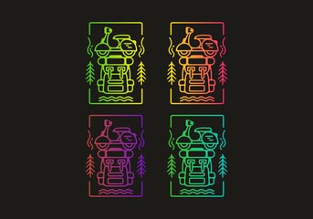 Colorful gradient color of Backpack scooter line art