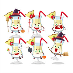 Halloween expression emoticons with cartoon character of pina colada