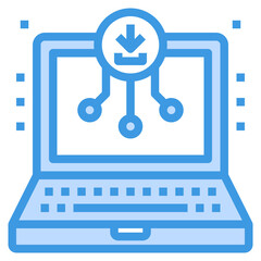 Download blue outline icon